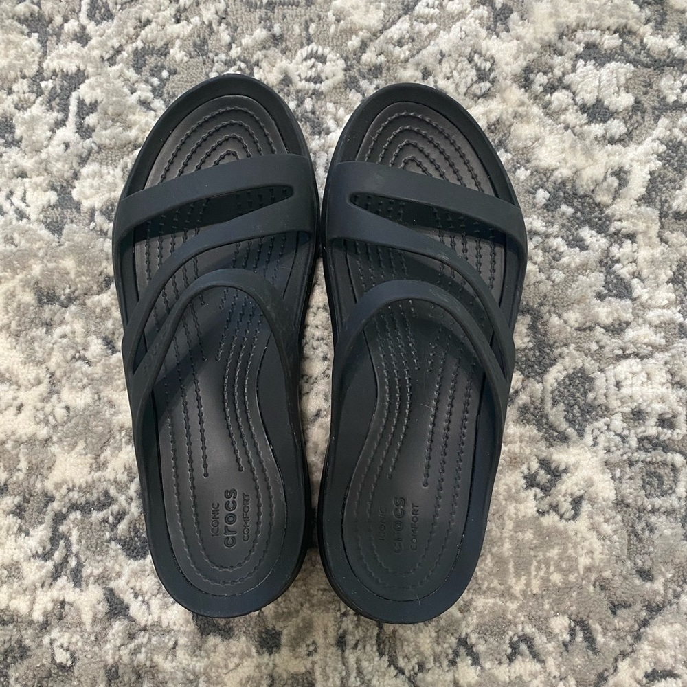 LIKE NEW EUC CROCS SwiftWater Sandals size 7 black